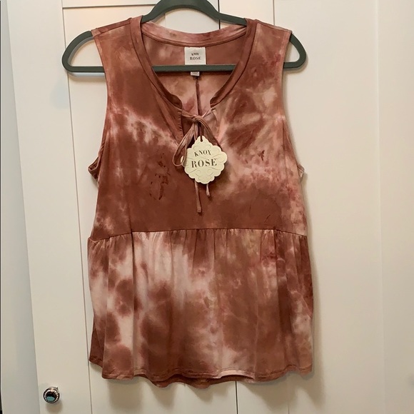 Knox Rose Tops - NEW! Tie Dye Knox Rose Tie Front Top Large NWT